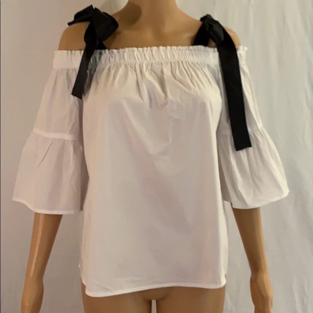 Charlotte Russe White Too with Black Bow Straps